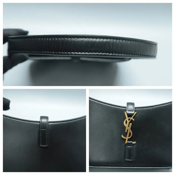 100% Authentic SAINT LAURENT Le 5 a 7 Black Leather Tote 1393-11724 - Picture 7 of 12